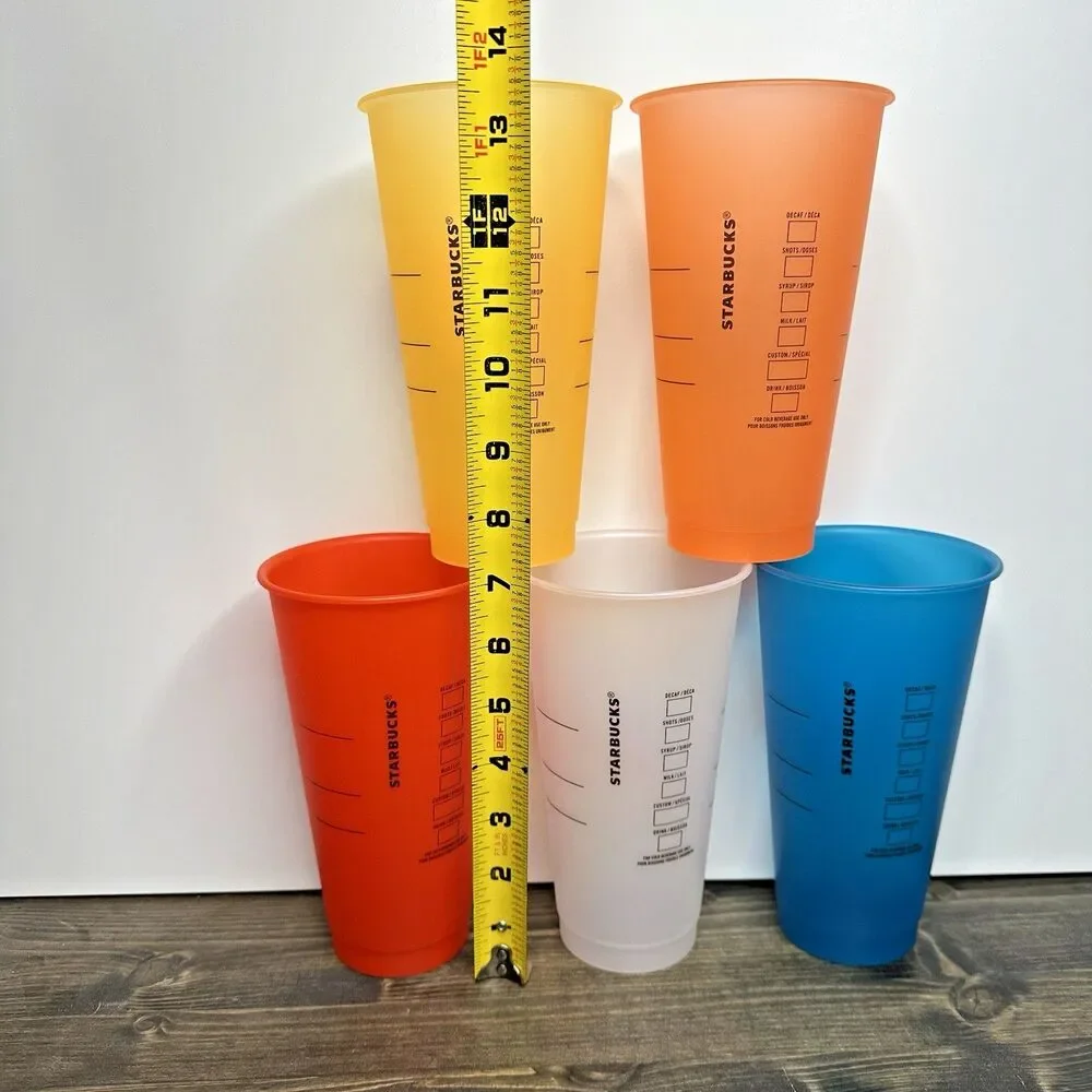 5 Starbucks Summer 2020 Collection Retro Cold Cups‎ 24oz Reusable Plastic NO LID